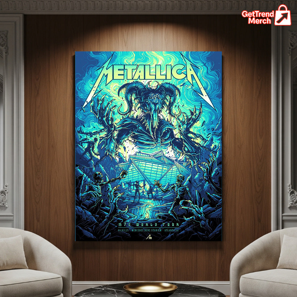 Metallica M72 Tour Atlanta Canvas Poster – June 5, 2025 “Tonight in Atlanta” Setlist Wall Art, Mercedes-Benz Stadium - Get Trend Merch